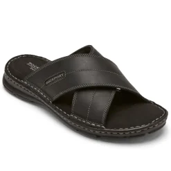 Hot Rockport Men'S Darwyn Cross Band Slide Black Leather Ii