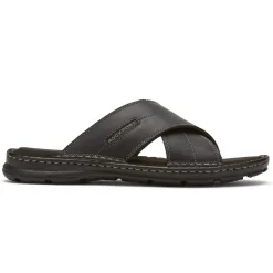 Hot Rockport Men'S Darwyn Cross Band Slide Black Leather Ii