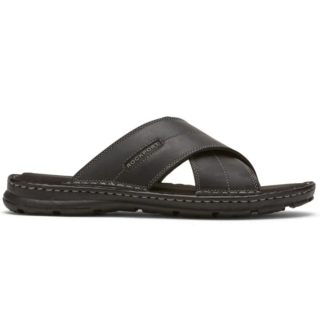 Hot Rockport Men'S Darwyn Cross Band Slide Black Leather Ii