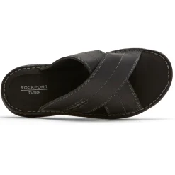 Hot Rockport Men'S Darwyn Cross Band Slide Black Leather Ii