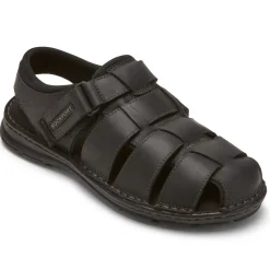 Sale Rockport Men'S Darwyn Fisherman Slingback Sandal Black Leather 2