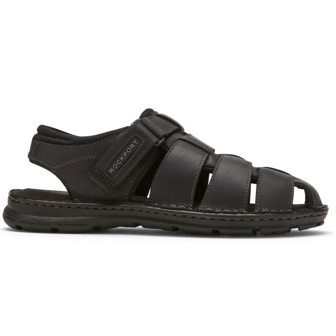 Sale Rockport Men'S Darwyn Fisherman Slingback Sandal Black Leather 2
