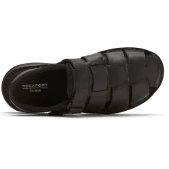 Sale Rockport Men'S Darwyn Fisherman Slingback Sandal Black Leather 2