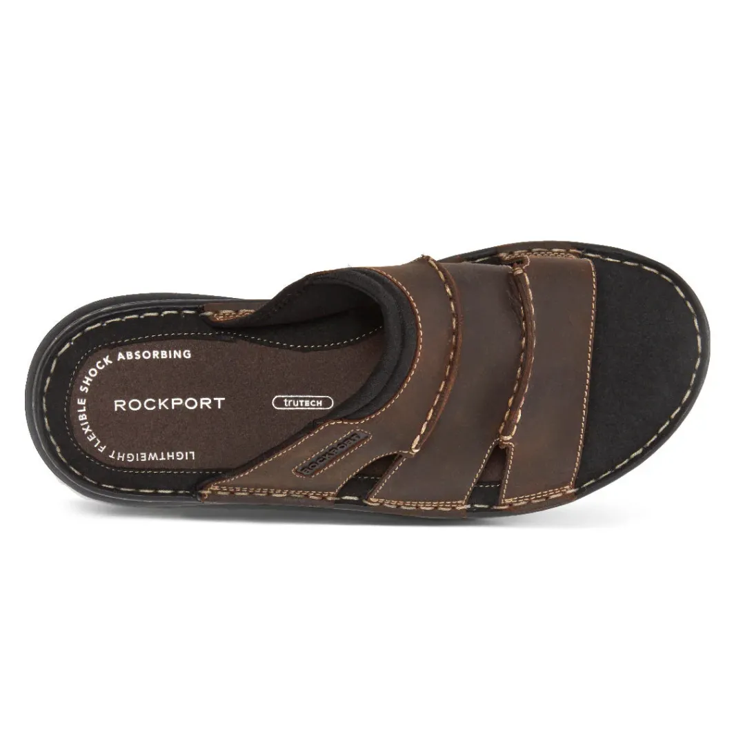 New Rockport Men'S Darwyn Slide Brown Ii Lea
