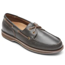 Outlet Rockport Men'S Perth Boat Shoe Dark Brown Pull Up