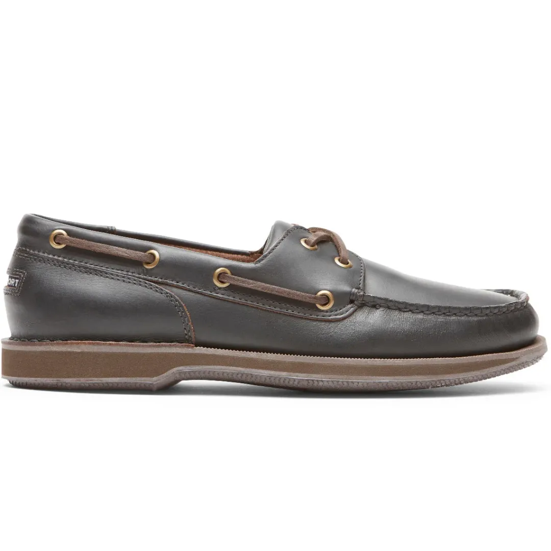 Outlet Rockport Men'S Perth Boat Shoe Dark Brown Pull Up