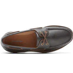 Outlet Rockport Men'S Perth Boat Shoe Dark Brown Pull Up