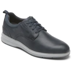New Rockport Men'S Total Motion City Plain Toe Oxford Navy Tumbled