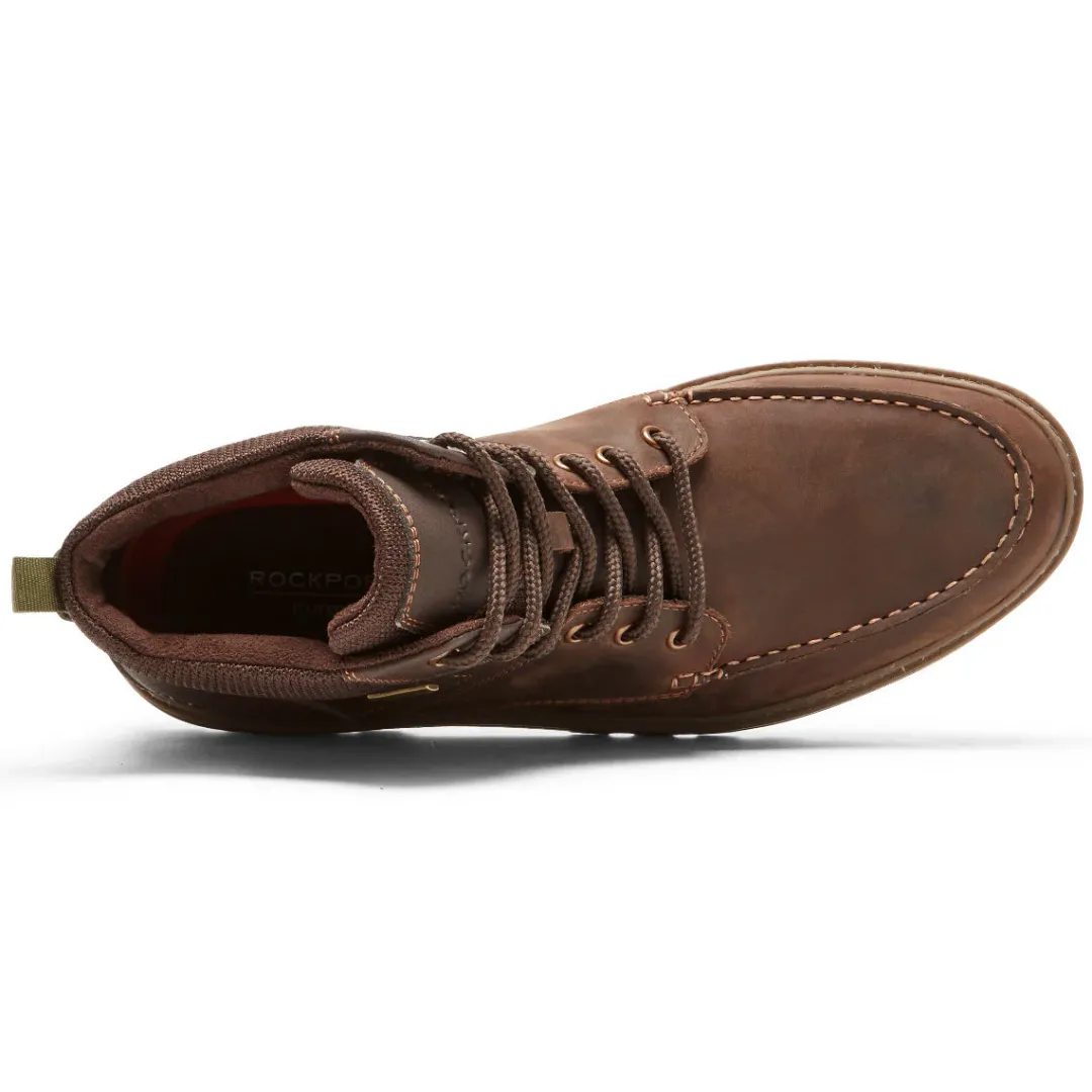 New Rockport Men'S Weather Ready Waterproof Moc Toe Boot Java Leather/Suede