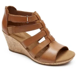 Outlet Rockport Women'S Briah Gladiator Sandal Dark Tan Leather
