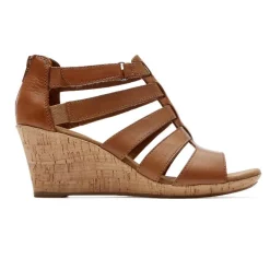 Outlet Rockport Women'S Briah Gladiator Sandal Dark Tan Leather