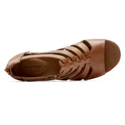 Outlet Rockport Women'S Briah Gladiator Sandal Dark Tan Leather