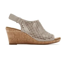 Sale Rockport Women'S Briah Perforated Slingback Sandal Taupe Leather