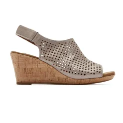 Outlet Rockport Women'S Briah Perforated Slingback Sandal Multi Khaki Leather