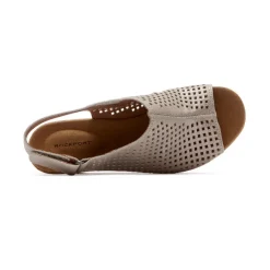 Outlet Rockport Women'S Briah Perforated Slingback Sandal Multi Khaki Leather