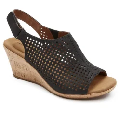 Fashion Rockport Women'S Briah Perforated Slingback Sandal Black Nubuck