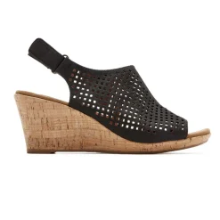 Fashion Rockport Women'S Briah Perforated Slingback Sandal Black Nubuck