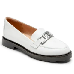 New Rockport Women'S Kacey Chain Loafer White Lthr