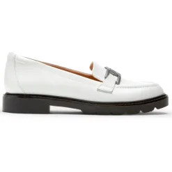 New Rockport Women'S Kacey Chain Loafer White Lthr