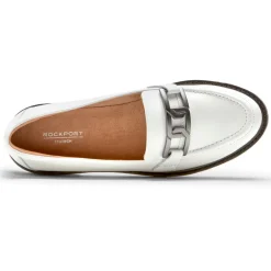 New Rockport Women'S Kacey Chain Loafer White Lthr