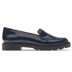 New Rockport Women'S Kacey Penny Loafer Navy Patent