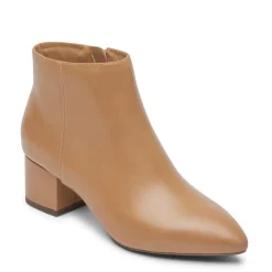 New Rockport Women'S Milia Block Bootie Mocha Latte Leather