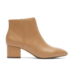 New Rockport Women'S Milia Block Bootie Mocha Latte Leather