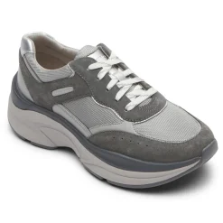 Sale Rockport Women'S Prowalker Eco Sneaker Grey Suede/Textile Eco
