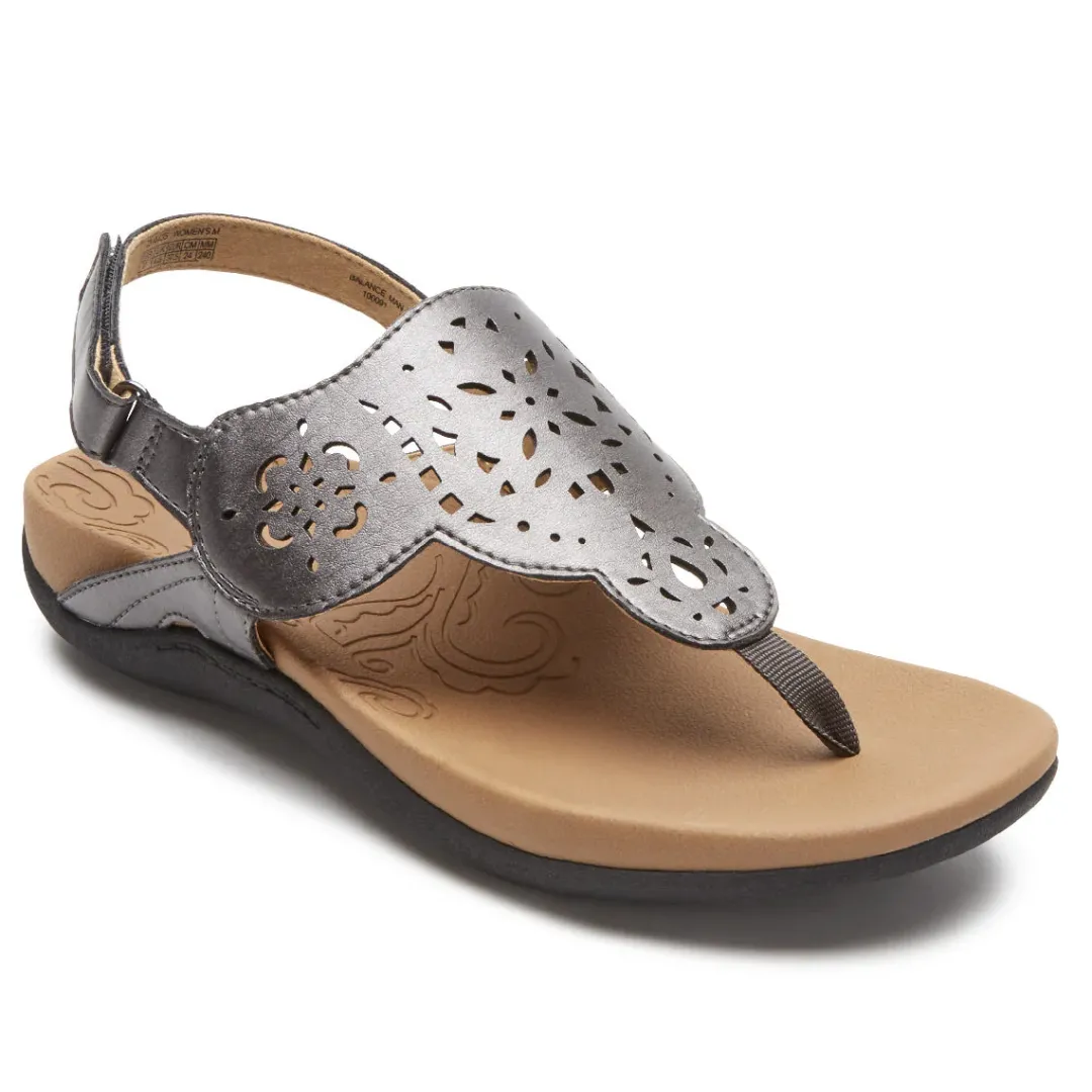 New Rockport Women'S Ridge Circle Cutout Thong Pewter