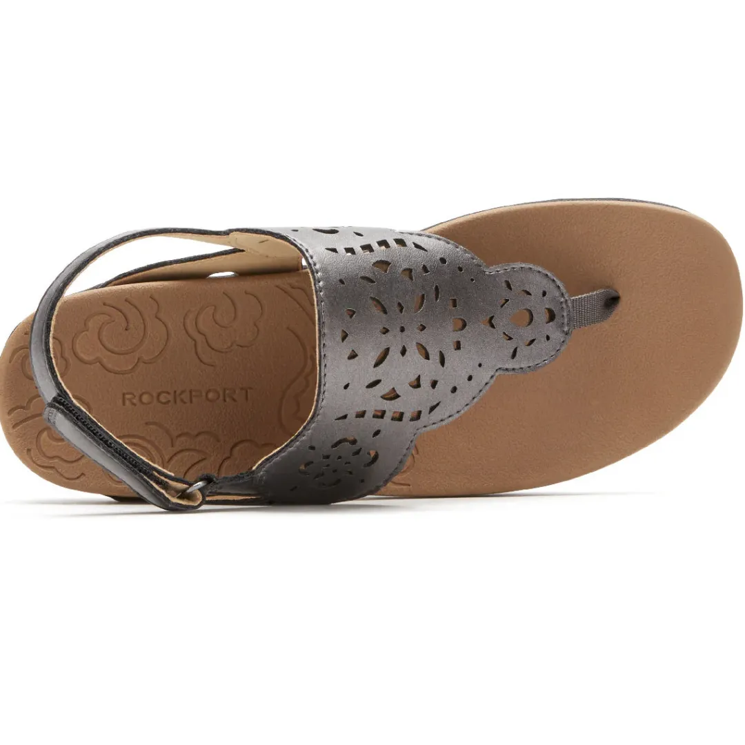 New Rockport Women'S Ridge Circle Cutout Thong Pewter
