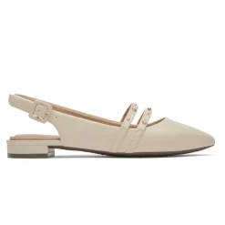 New Rockport Women'S Total Motion Adelyn Strappy Slingback Shoe Vanilla/Pearl
