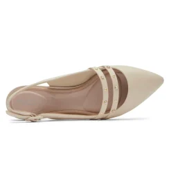 New Rockport Women'S Total Motion Adelyn Strappy Slingback Shoe Vanilla/Pearl