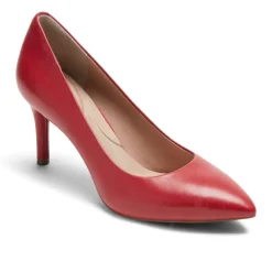Clearance Rockport Women'S Total Motion 75Mm Pointed Toe Heel Scarlet Lthr