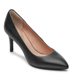 Outlet Rockport Women'S Total Motion 75Mm Pointed Toe Heel Black Texture Leather