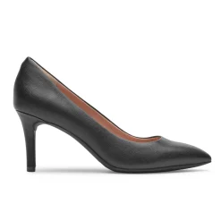 Outlet Rockport Women'S Total Motion 75Mm Pointed Toe Heel Black Texture Leather