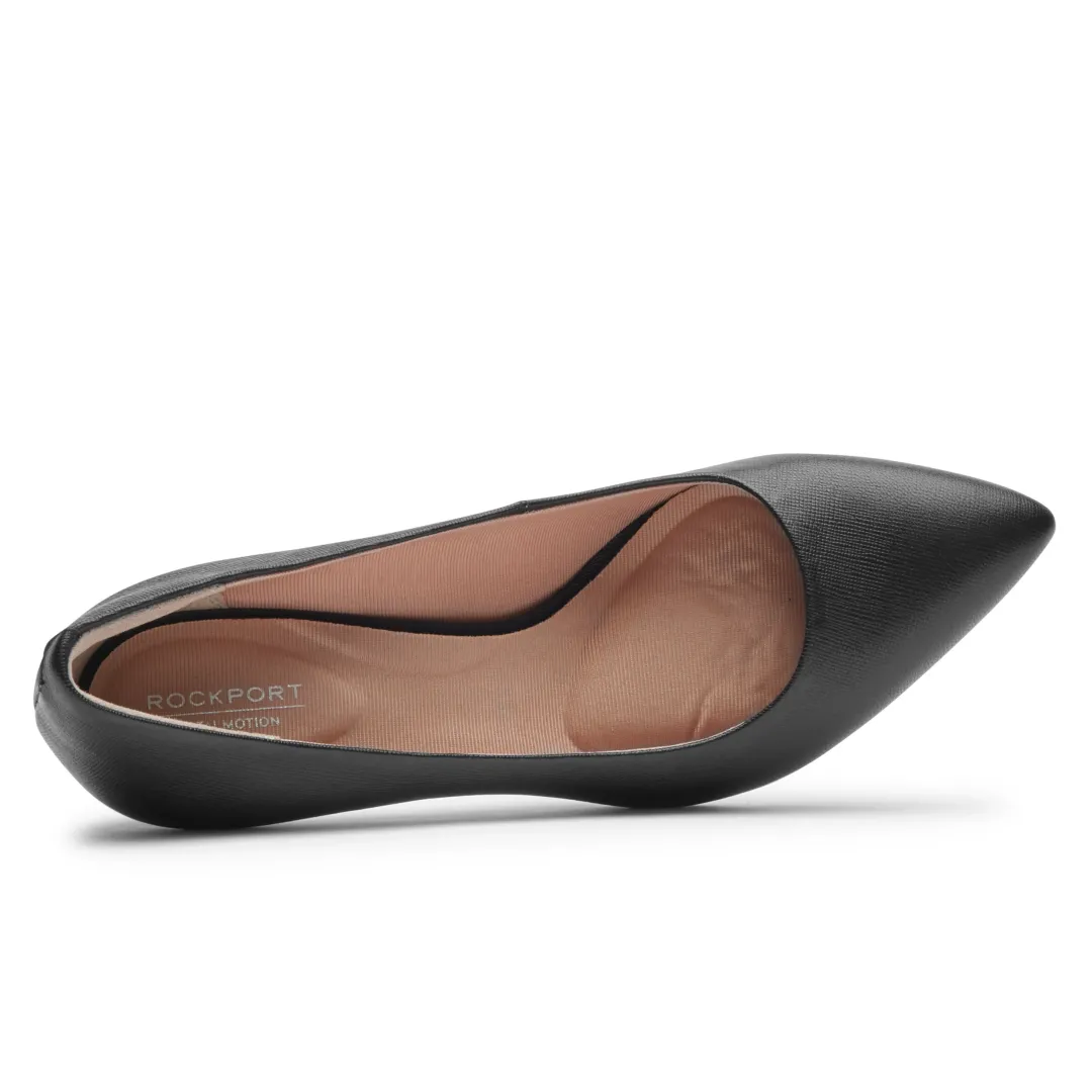Outlet Rockport Women'S Total Motion 75Mm Pointed Toe Heel Black Texture Leather