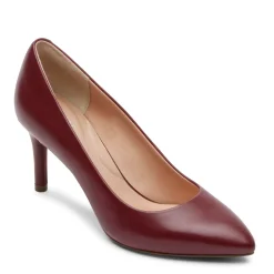Discount Rockport Women'S Total Motion 75Mm Pointed Toe Heel Cranberry Leather