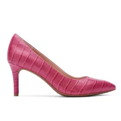 Fashion Rockport Women'S Total Motion 75Mm Pointed Toe Heel Rasberry Sorbet Croco Leather