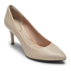 Clearance Rockport Women'S Total Motion 75Mm Pointed Toe Heel Neutral Beige Leather