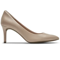 Clearance Rockport Women'S Total Motion 75Mm Pointed Toe Heel Neutral Beige Leather