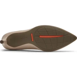 Clearance Rockport Women'S Total Motion 75Mm Pointed Toe Heel Neutral Beige Leather