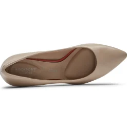 Clearance Rockport Women'S Total Motion 75Mm Pointed Toe Heel Neutral Beige Leather