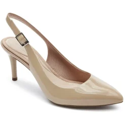 New Rockport Women'S Total Motion 75Mm Slingback Shoe Warm Taupe Patent