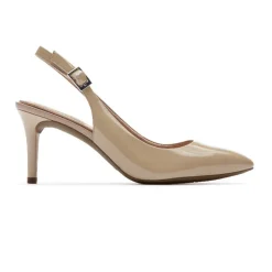 New Rockport Women'S Total Motion 75Mm Slingback Shoe Warm Taupe Patent
