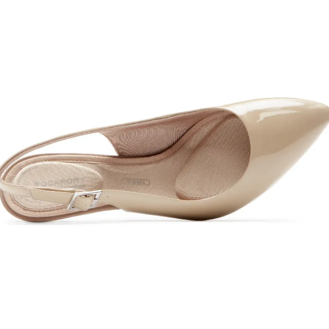 New Rockport Women'S Total Motion 75Mm Slingback Shoe Warm Taupe Patent