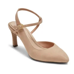 New Rockport Women'S Total Motion Sheehan Strappy Heel Beige Suede