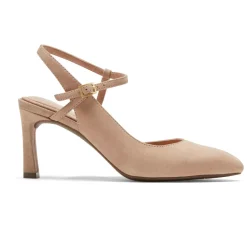 New Rockport Women'S Total Motion Sheehan Strappy Heel Beige Suede