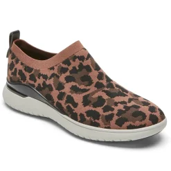 New Rockport Women'S Total Motion Sport High Slip-On Shoe Tan Leopard