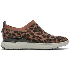 New Rockport Women'S Total Motion Sport High Slip-On Shoe Tan Leopard