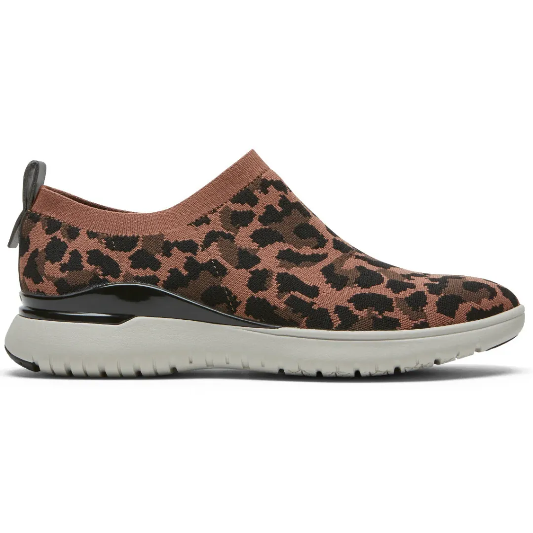 New Rockport Women'S Total Motion Sport High Slip-On Shoe Tan Leopard